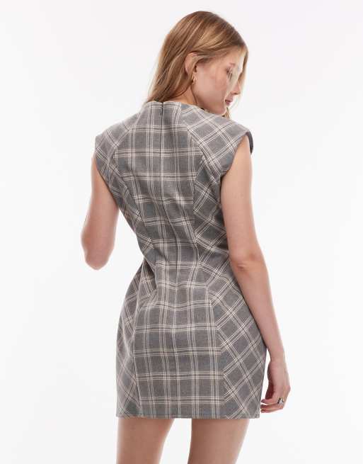 ASOS DESIGN - Vestito skater corto a quadri con maniche ad aletta sagomate, 2 di 4