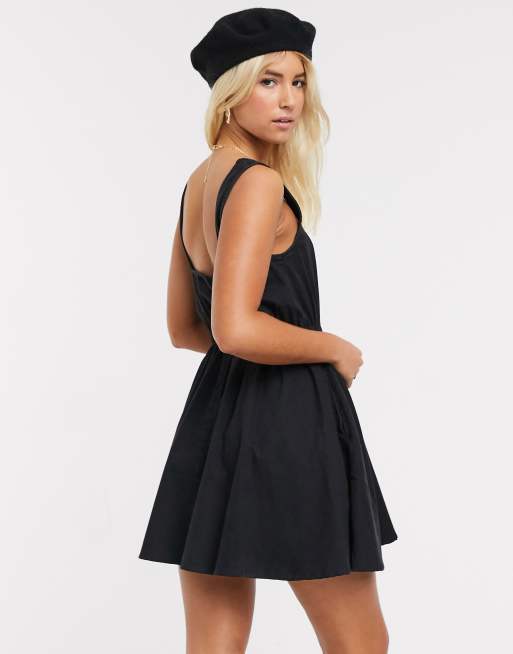 ASOS DESIGN - Vestito skater morbido nero slavato con scollo quadrato, 2 di 4