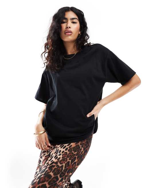 FhyzicsShops DESIGN - Vestito sottoveste midi e t-shirt 2 in 1 trasparente con stampa leopardata