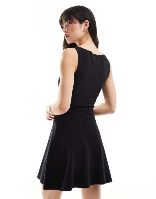 ASOS DESIGN - Vestito stile tennis nero con fondo sceso, 4 di 4