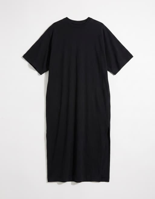 ASOS DESIGN - Vestito T-Shirt midi nero con maniche ad ali di pipistrello, 5 di 8