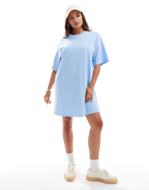 ASOS DESIGN - Vestito T-shirt oversize corto blu celeste - view 1