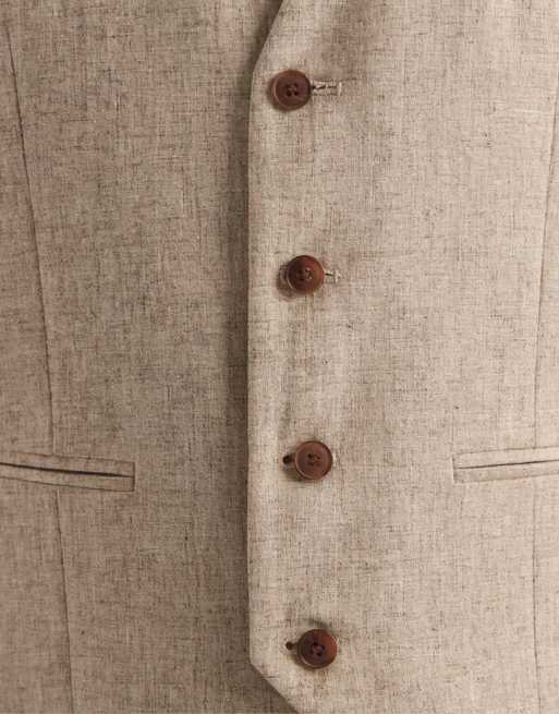 ASOS DESIGN - Veston de costume ajusté en lin mélangé - Taupe, 8 de 9
