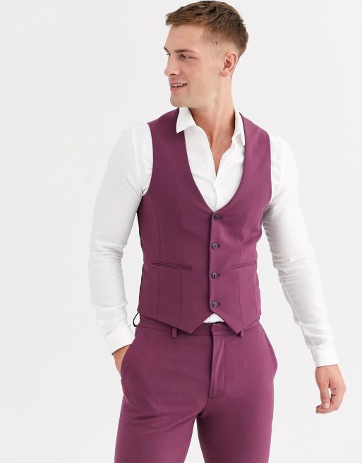 ASOS DESIGN - Costume de mariage super ajusté - Aubergine, 4 de 4