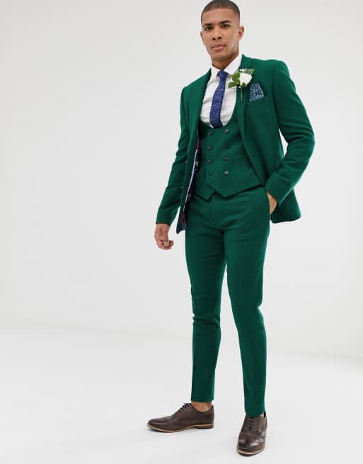 ASOS DESIGN Veston de costume de mariage ultra ajust en serg Vert