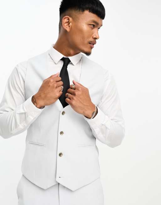 ASOS DESIGN - Veston de costume ultra ajusté en tissu micro-texturé - Gris glacé