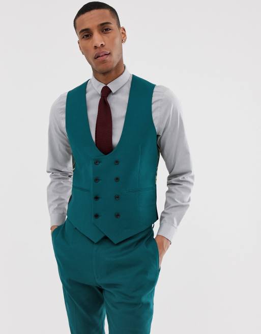 ASOS DESIGN - Costume de mariage super skinny en lin - Sarcelle, 4 de 4