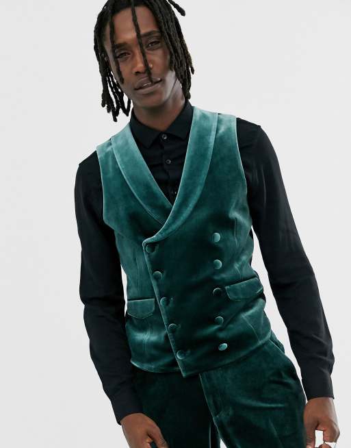 ASOS DESIGN - Smoking super slim en velours - Vert forêt, 4 de 4