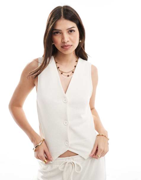 ASOS DESIGN - Veston d'ensemble en tissu gaufré - Lait de coco - view 1
