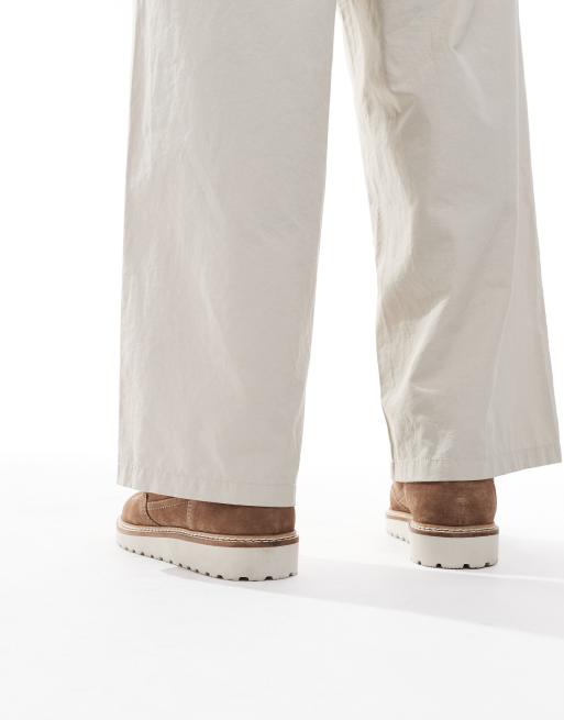 ASOS DESIGN - Veterlaarzen van suède met veters in hikerstijl in stone, 2 van 4