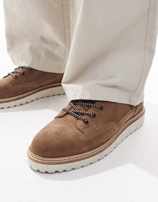 ASOS DESIGN - Veterlaarzen van suède met veters in hikerstijl in stone, 4 van 4