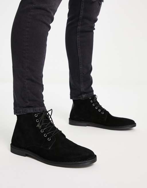 ASOS DESIGN - Veterschoenen in zwart suède met leren detail, 3 van 4