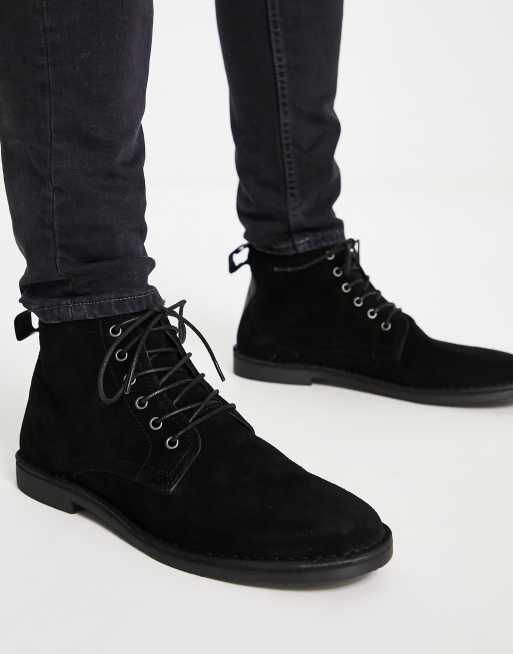 ASOS DESIGN - Veterschoenen in zwart suède met leren detail, 4 van 4