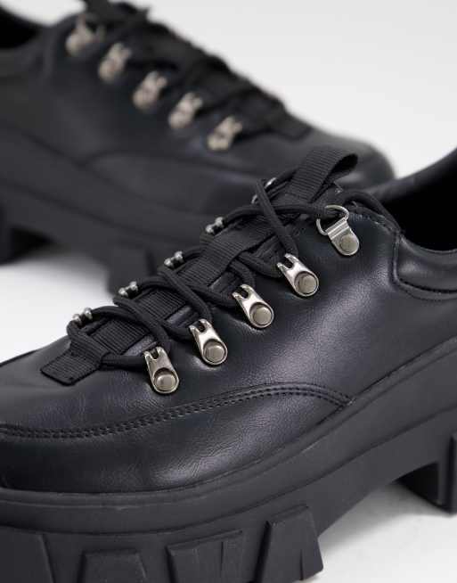 ASOS DESIGN - Veterschoenen van zwart imitatieleer met dikke zool, 4 van 4