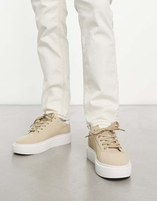 ASOS DESIGN - Vetersneakers met dikke zool in stone 