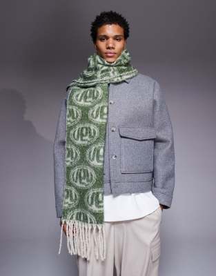Asos Design Vey Printed Graphic Scarf-green
