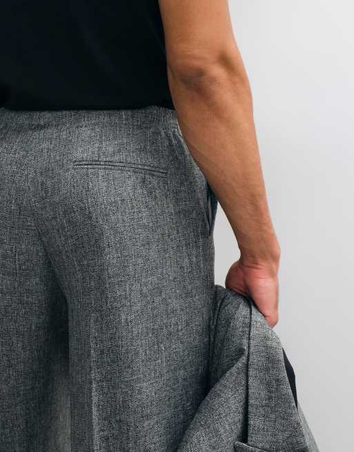 ASOS DESIGN vida avsmalnande kostymbyxor i grå salt-och-peppar-herringbone, 4 av 5