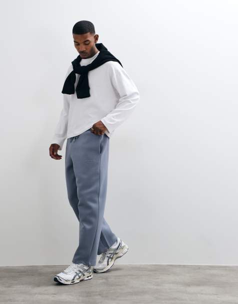ASOS DESIGN vida ben scuba-liknande joggers med broderi i blått - view 1