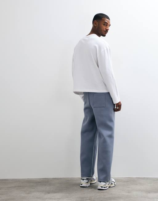 ASOS DESIGN vida ben scuba-liknande joggers med broderi i blått, 4 av 5