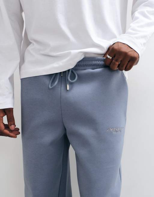 ASOS DESIGN vida ben scuba-liknande joggers med broderi i blått, 5 av 5