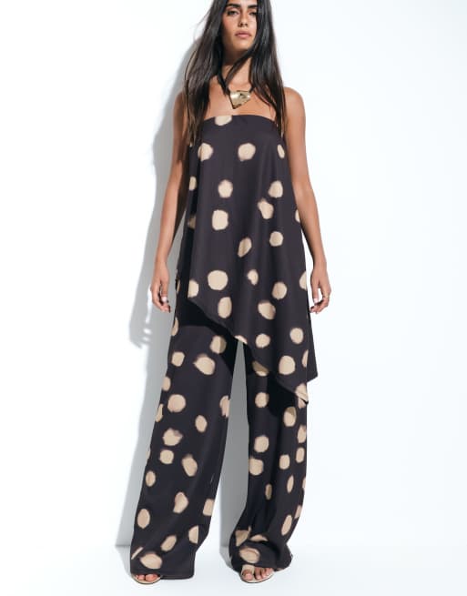 ASOS DESIGN vida ben setbyxa med suddigt prickmönster, 4 av 5