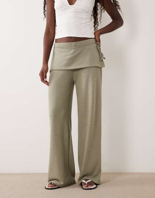 ASOS DESIGN vida byxor med scarfdetalj i khaki, 2 av 5