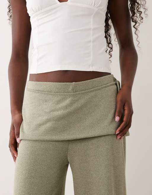 ASOS DESIGN vida byxor med scarfdetalj i khaki, 3 av 5