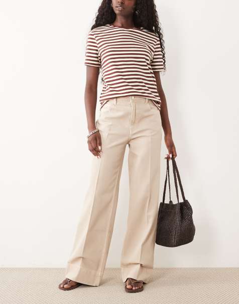 ASOS DESIGN vida jeans med pressveck framtill i mocha - view 1