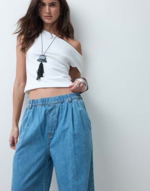 ASOS DESIGN vida jeans med resår i midblå tvätt, 2 av 5