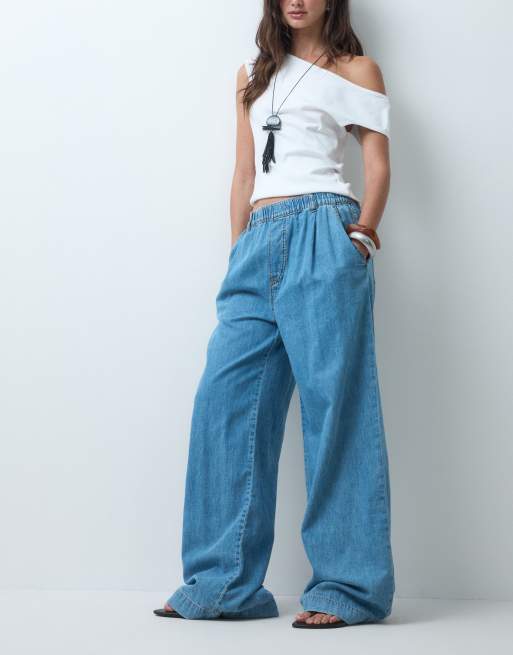 ASOS DESIGN vida jeans med resår i midblå tvätt, 5 av 5