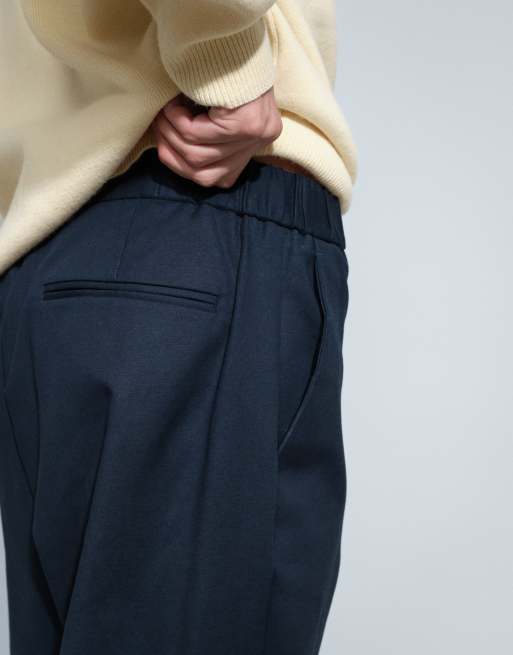 ASOS DESIGN vida kostymbyxor i marinblå twill, 4 av 6
