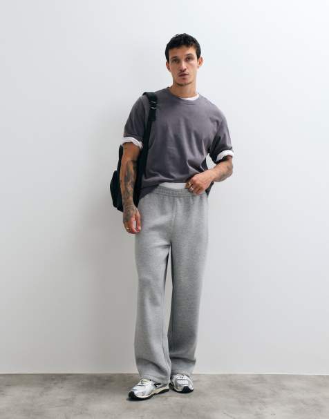 ASOS DESIGN vida mjukisbyxor med dubbelt midjeband i gråmelerat - view 1