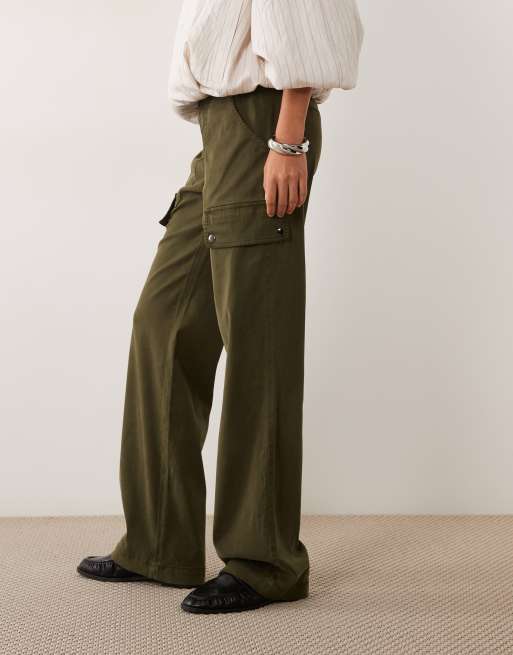 ASOS DESIGN vida utility cargobyxor i tvättad khaki, 2 av 5