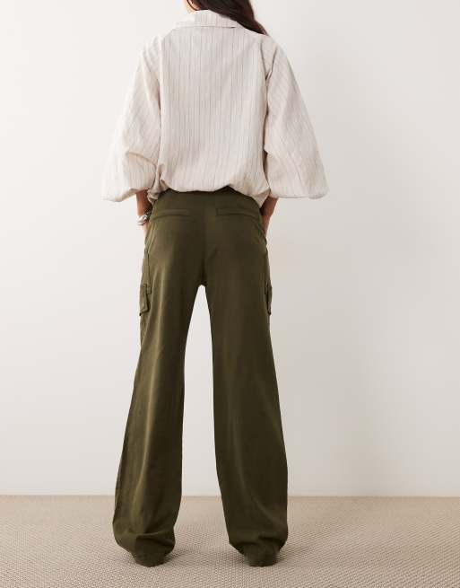 ASOS DESIGN vida utility cargobyxor i tvättad khaki, 3 av 5