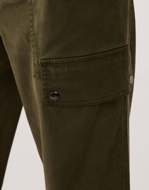 ASOS DESIGN vida utility cargobyxor i tvättad khaki, 5 av 5