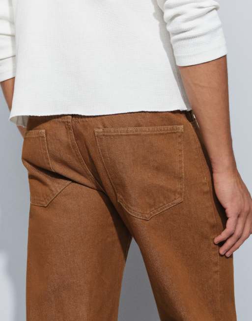 ASOS DESIGN vida utsvängda jeans i brunt, 4 av 5
