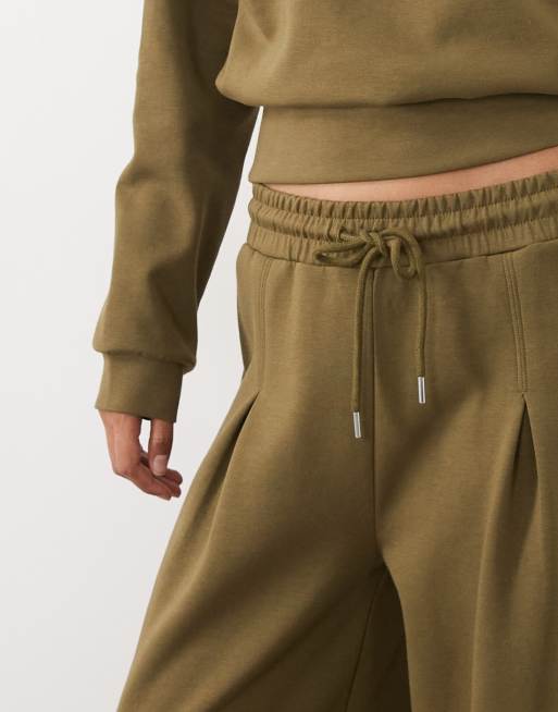 ASOS DESIGN vide ben joggers med bindebånd i taljen, del af sæt i khaki, 5 af 5