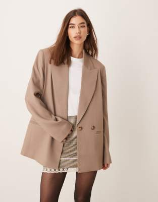 ASOS DESIGN - Vielseitig nutzbarer Blazer in Taupe-Braun