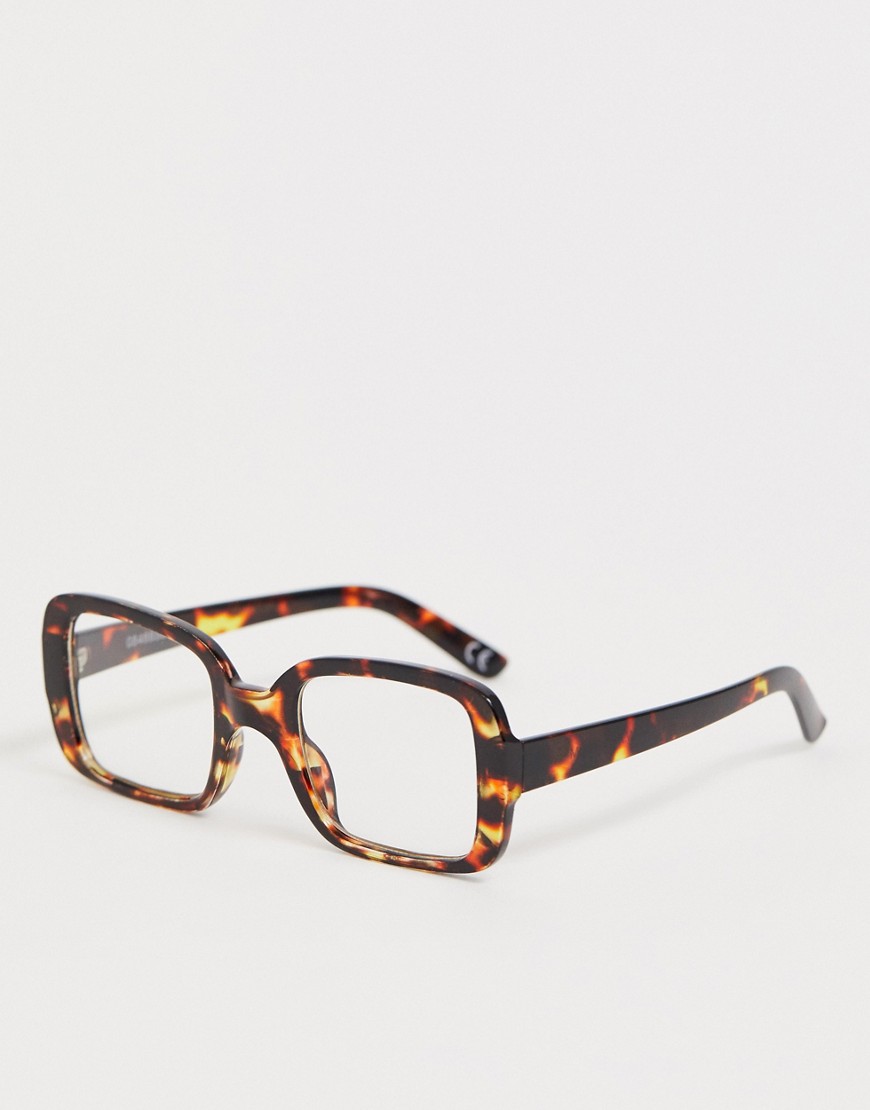 ASOS DESIGN - Vierkante bril in tortoise met doorzichtige glazen-Bruin