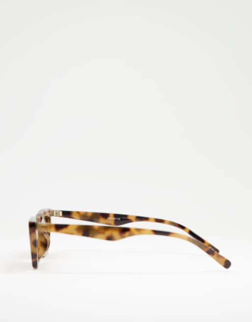 ASOS DESIGN - Vierkante cat eye frame zonnebril in melkachtig tort - BROWN, 4 van 4