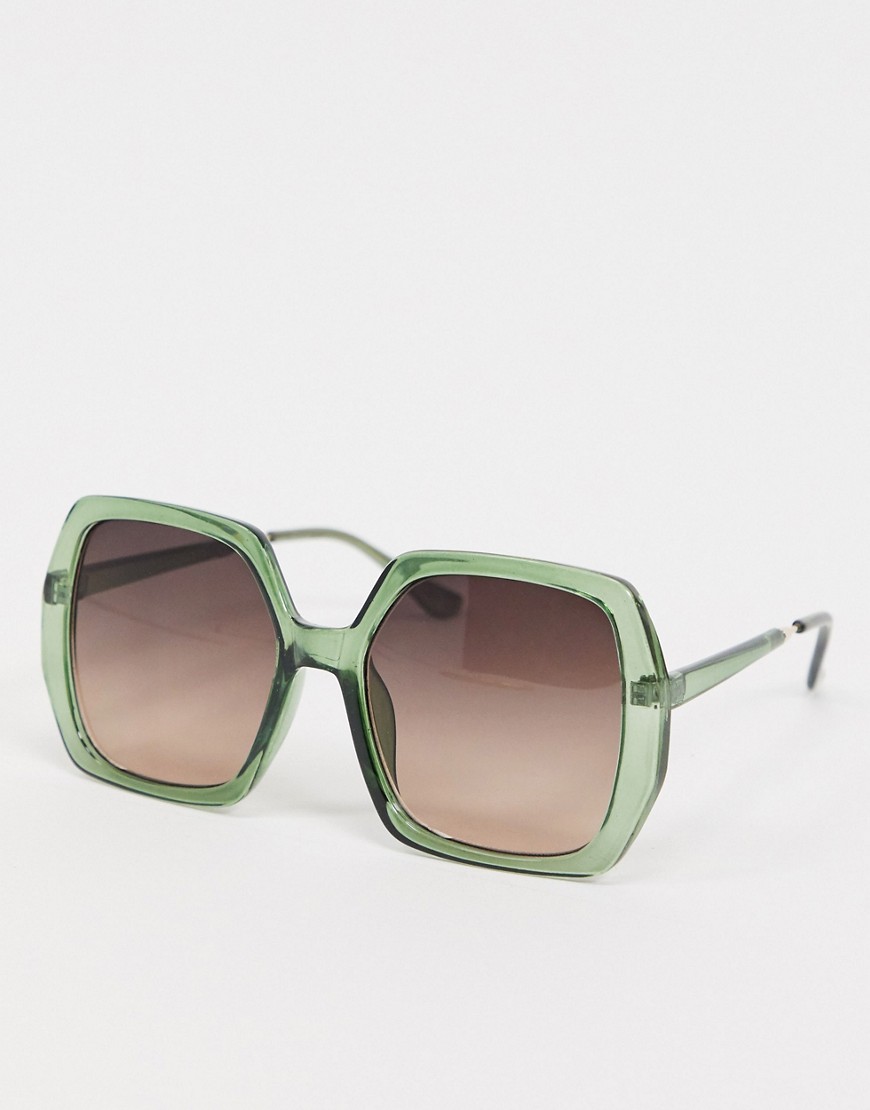 ASOS DESIGN - Vierkante jaren 70 zonnebril in groen