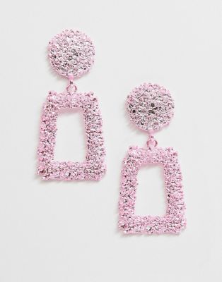 ASOS DESIGN - Vierkante oorbellen in roze