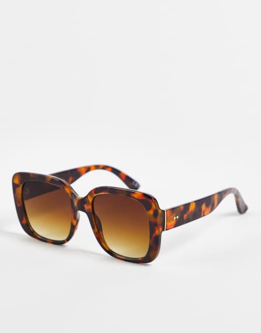 ASOS DESIGN - Vierkante oversized zonnebril in jaren 70-stijl in karamelkleurig tortoise