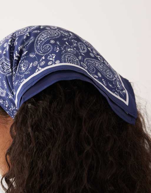 ASOS DESIGN - Vierkante sjaal met paisley motief in blauw, 3 van 3