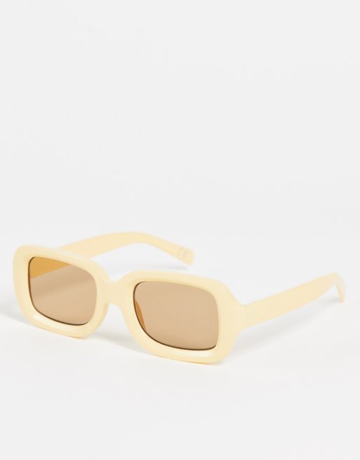 ASOS DESIGN - Vierkante zonnebril in geel met glazen in dezelfde tint - YELLOW
