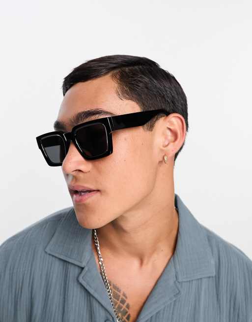 ASOS DESIGN - Vierkante zonnebril met afgeschuind montuur in zwart, 4 van 4