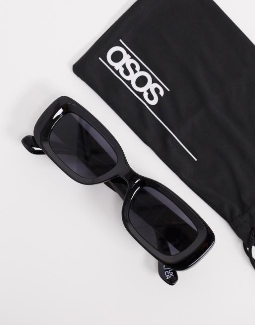 ASOS DESIGN - Vierkante zonnebril met schuine randen in zwart, 3 van 4
