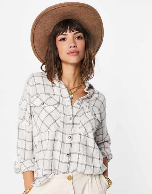 ASOS DESIGN - Vilten fedorahoed met brede rand in lichtbeige