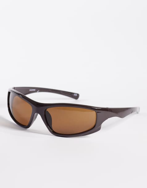 ASOS DESIGN - Vinklede solbriller med brunt stel og brune glas - view 1