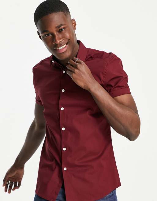 ASOS DESIGN — Vinrød skjorte med smal pasform